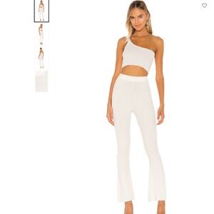 Superdown Ivory Carrie Knit Pant Top Ribbed Set
